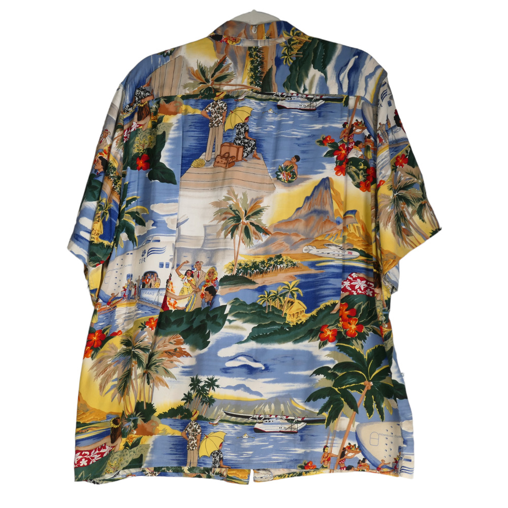 Vintage Reyn Spooner Trans Pacific Airlines Shirt Mens XL Blue Aloha Tropical - Picture 10 of 14